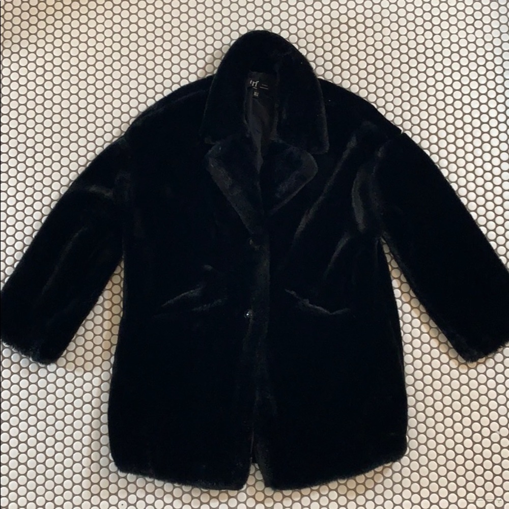 Zara faux fur coat in black